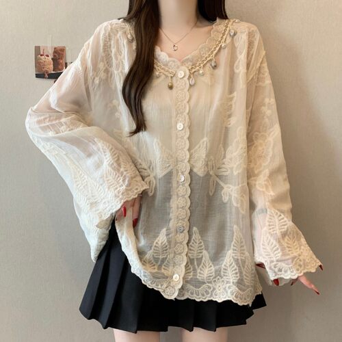 实拍 大码胖MM夏季新款重工刺绣波西米亚风长袖防晒棉麻上衣