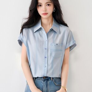 已出货2026夏季新款衬衫女设计感小众韩版宽松短袖衬衣百搭上衣