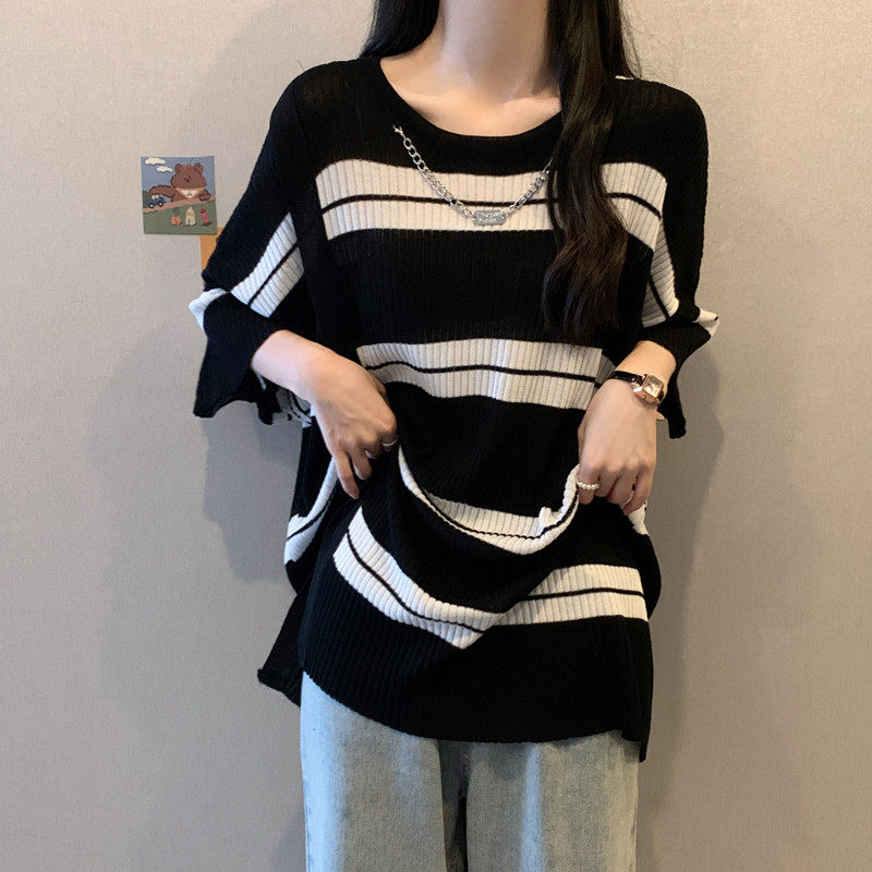 实拍 大码女装夏装年新款胖妹妹显瘦短袖T恤宽松中长款上衣潮
