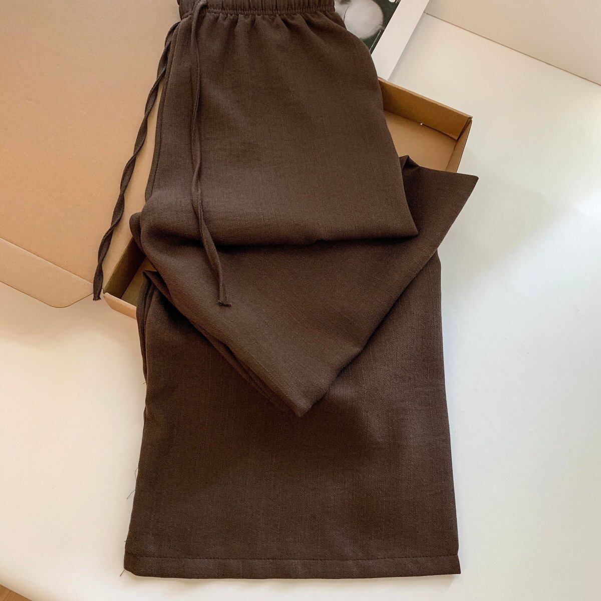 实拍山本裤阔腿裤女夏季薄款高腰垂感直筒休闲慵懒风夏天速干裤子