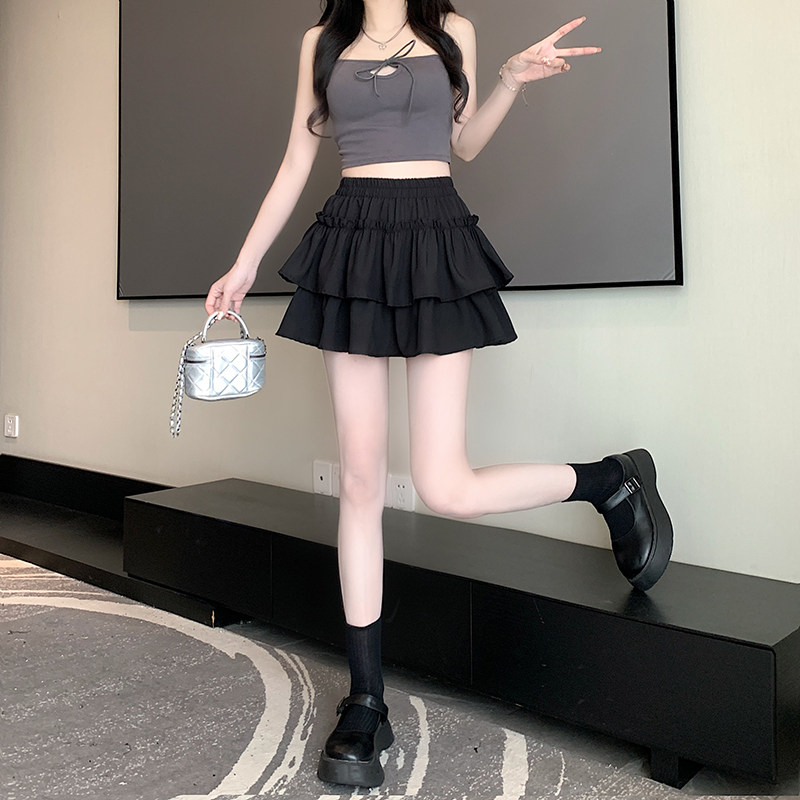 实拍 2026春夏季新款甜美蛋糕裙女高腰显廋蓬蓬裙短裙A字裙半身裙
