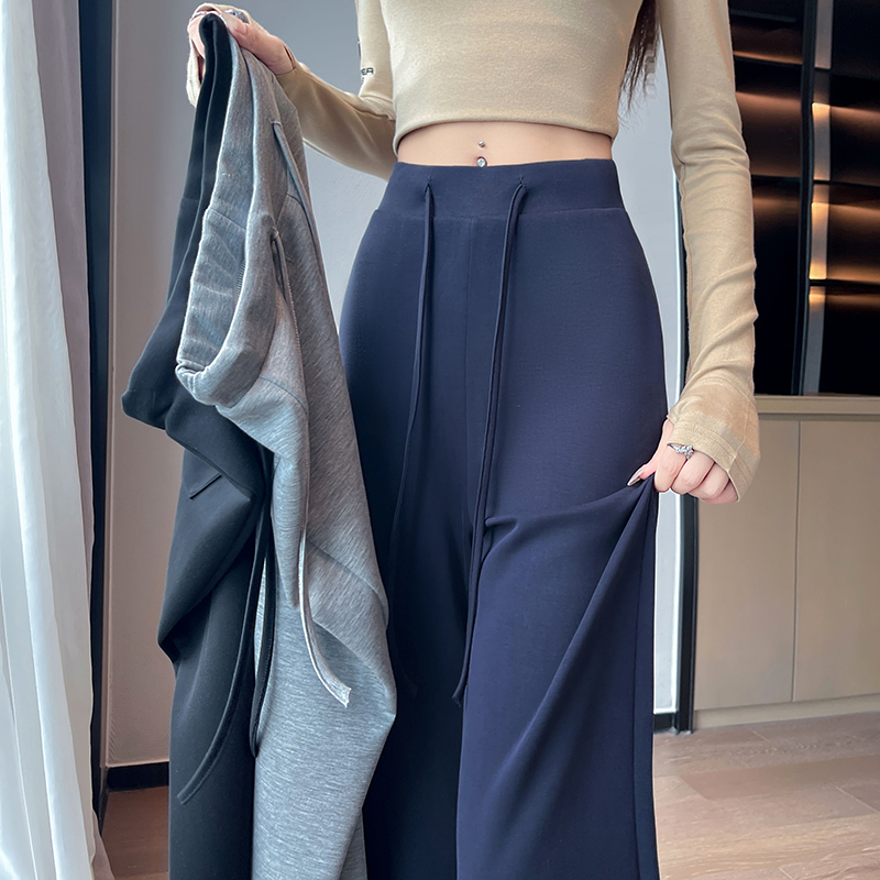 实拍微喇运动裤女2025秋季高腰阔腿喇叭裤休闲直筒拖地裤瑜伽卫裤