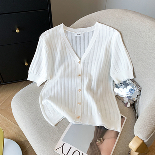 冰丝针织衫 实拍 上衣女 设计感别致小众V领开衫 新款 大货 2026夏季