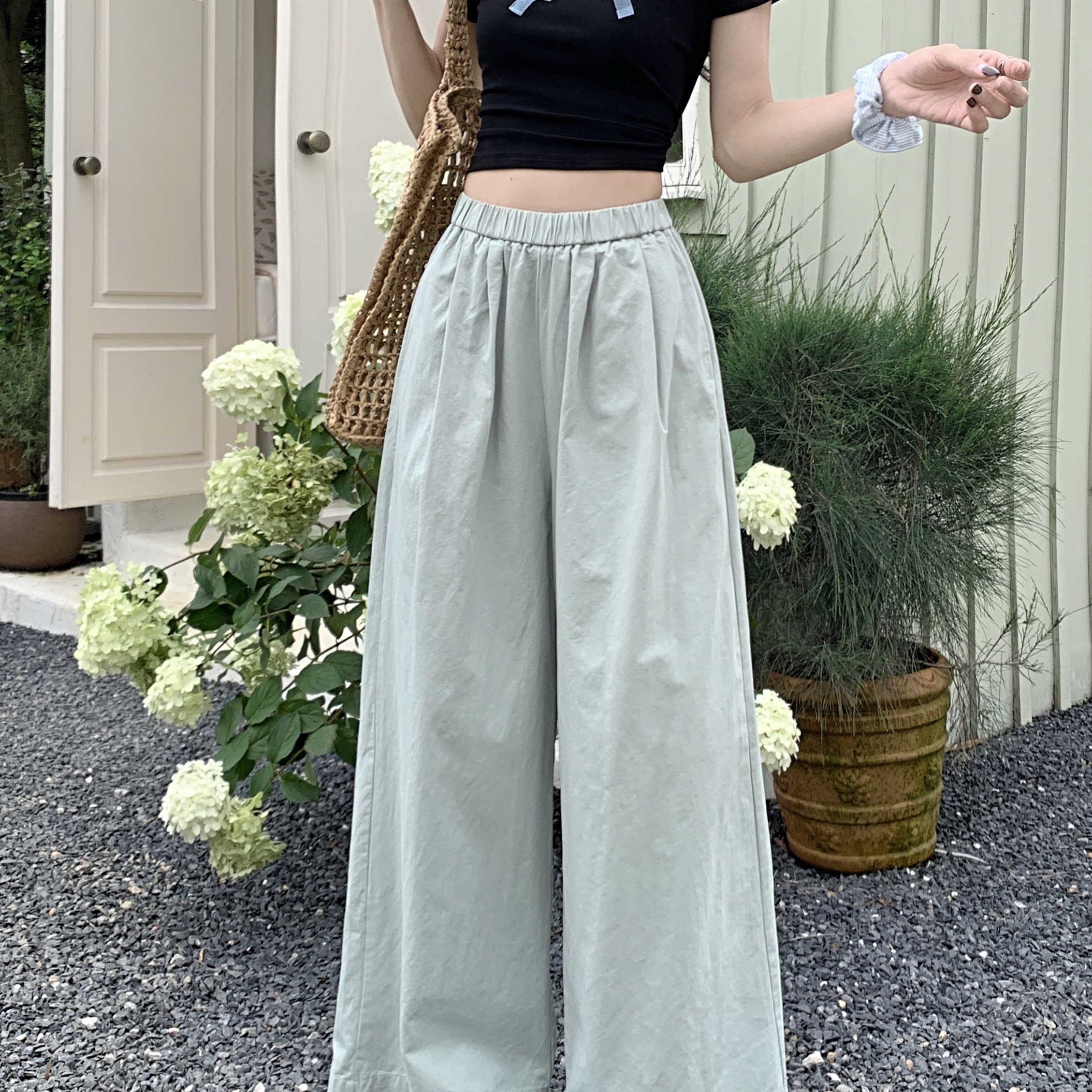 实拍日系白色棉麻九分裤阔腿休闲裤女夏季2026新款宽松显瘦