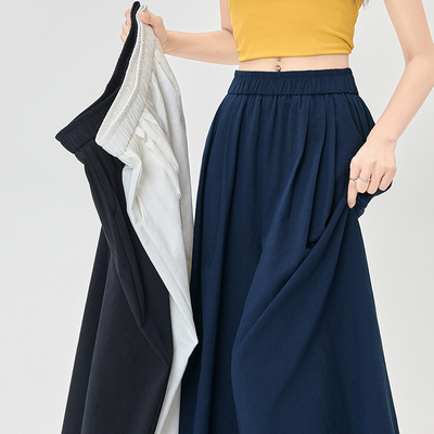 实拍麻棉裙裤女春夏薄款2026新款阔腿裤裙又a又飒九分裤子