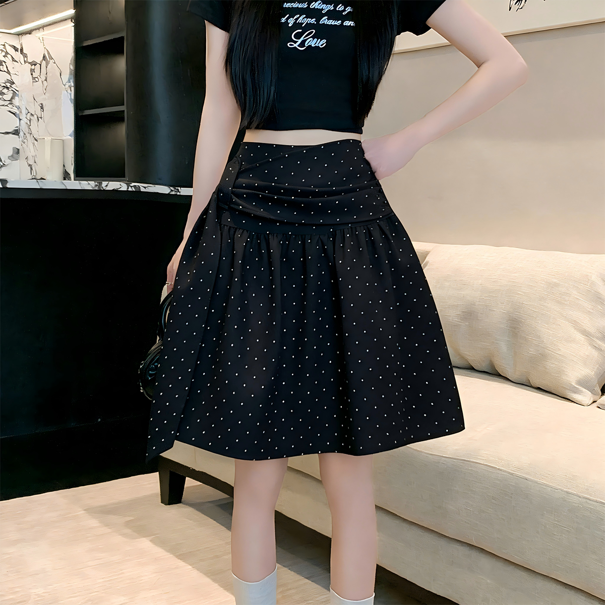 实价 绝美巨好看白色波点a字半身裙女2026新款高级感短裙小个子