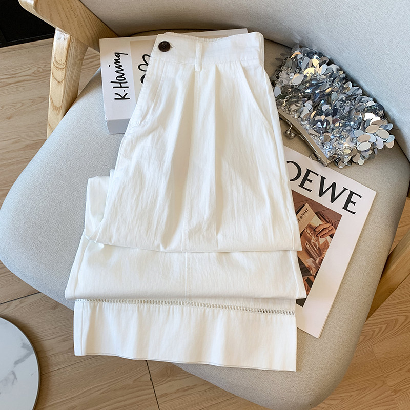 实拍2025夏新款棉麻设计感高腰分裤宽松工装阔腿裤直筒休闲裤女