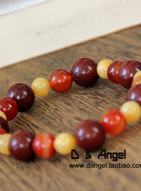 日本红竹石橘子石多宝手链天然