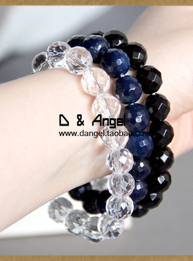 天然白水晶手链台湾蓝玛瑙