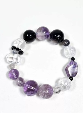 紫水晶白水晶本命年招财转运手链