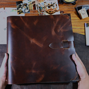 568寸情侣手工家庭牛皮影集宝宝纪念 真皮DIY大容量相册覆膜自粘式