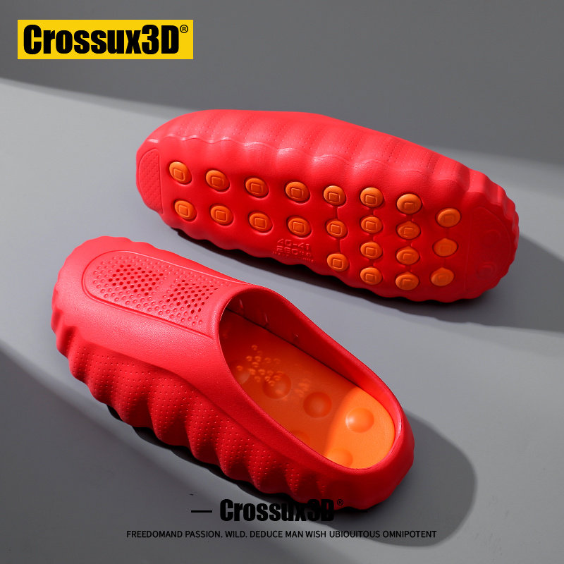 Crossux3D颗粒按摩红底洞洞鞋