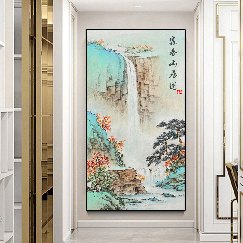 dmc ks十字绣新中式玄关富春山居图新款客厅大幅风景山水画满绣