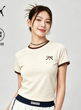 百亿|凉感修身短款短袖蝴蝶结圆领运动T恤女款PUMA彪马夏季696965