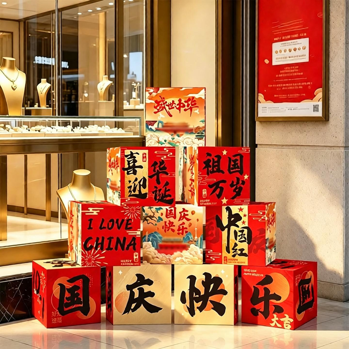国庆节装饰品3d立体地堆盒活动场景布置盒子拍照用品道具落地摆件
