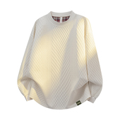 宽松型套头休闲风长袖 圆领卫衣男宽松半拉链灰色休闲上衣2025新款