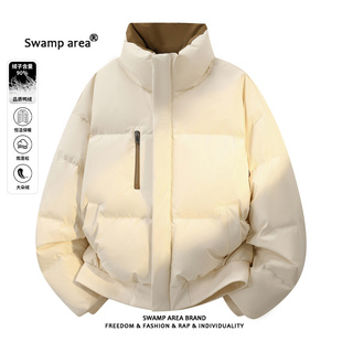 SWAMP AREA美式立领羽绒服男冬季宽松休闲保暖白鸭绒上衣情侣外套