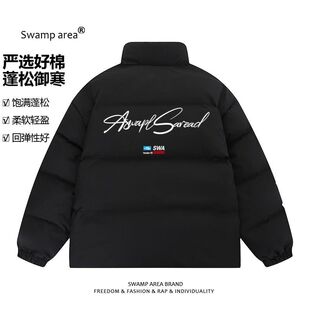 SWAMP AREA花体字母棉衣男冬季美式潮牌棉服宽松休闲棉袄情侣外套