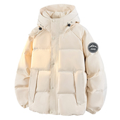 宽松城市休闲风男士 连帽羽绒服90%白鸭绒加厚保暖工装 面包服外套