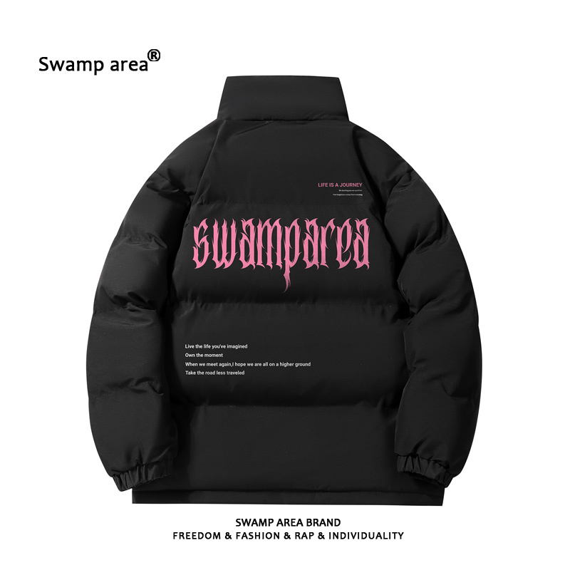 SWAMP ARER美式高街棉衣男印花休闲宽松棉服立领加厚保暖情侣外套