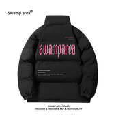 SWAMP ARER美式 高街棉衣男印花休闲宽松棉服立领加厚保暖情侣外套