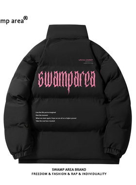 SWAMP ARER美式高街棉衣男印花休闲宽松棉服立领加厚保暖情侣外套