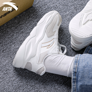 安踏女鞋不羁软底运动鞋女款秋冬2026新款皮面防泼水增高休闲跑鞋