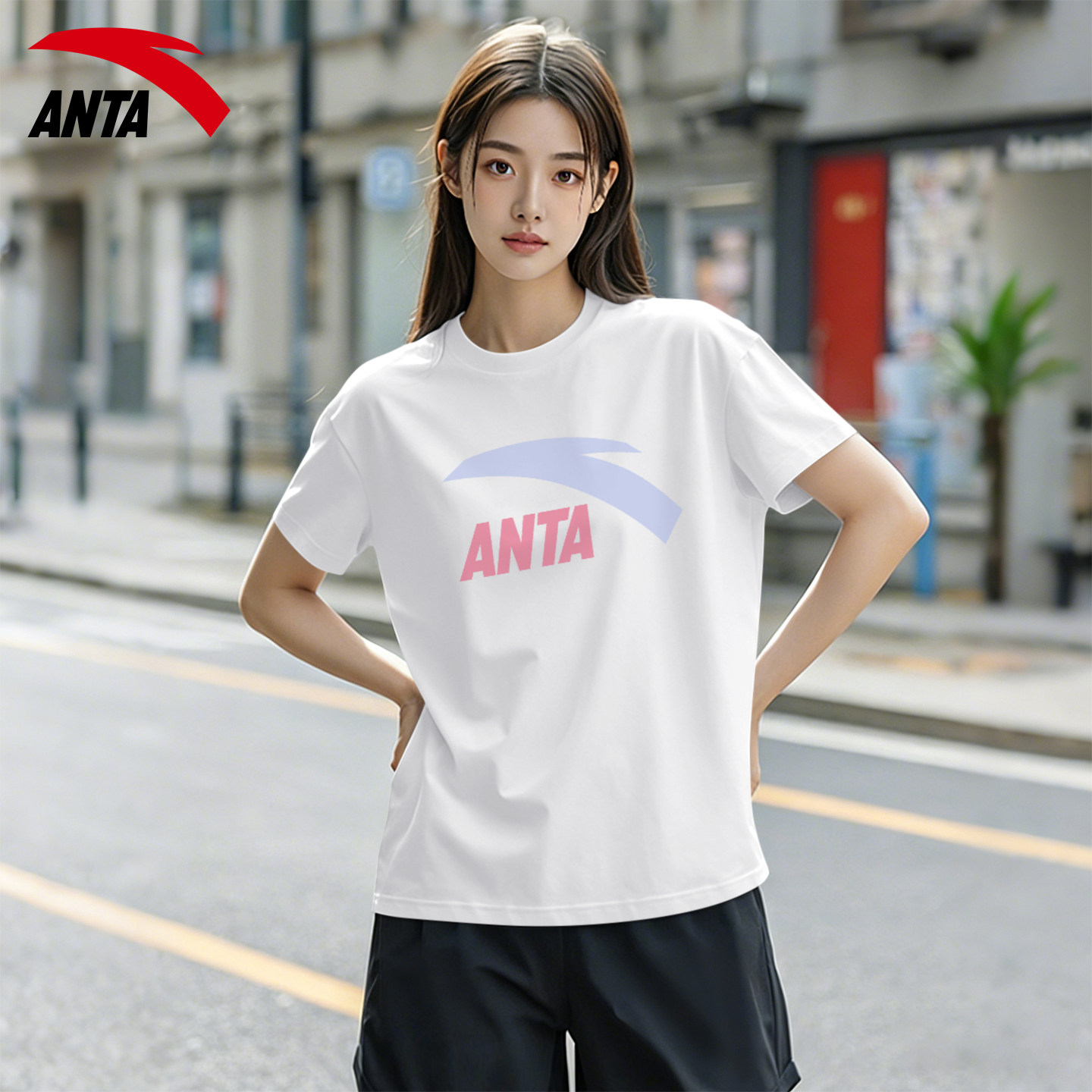安踏白色短袖t恤女装官网正品2026新款宽松棉半袖透气休闲运动服,运动服/休闲服装,运动T恤,淘宝优惠券,粉丝福利购,淘宝优惠卷