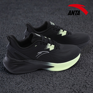 安踏男鞋跑步鞋黑色毒刺5春夏2026新款皮面防泼水专业减震运动鞋