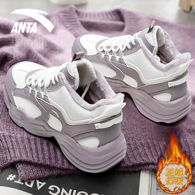 安踏女鞋加绒棉鞋2024冬