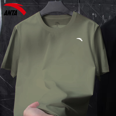 安踏绿色短袖t恤男2024