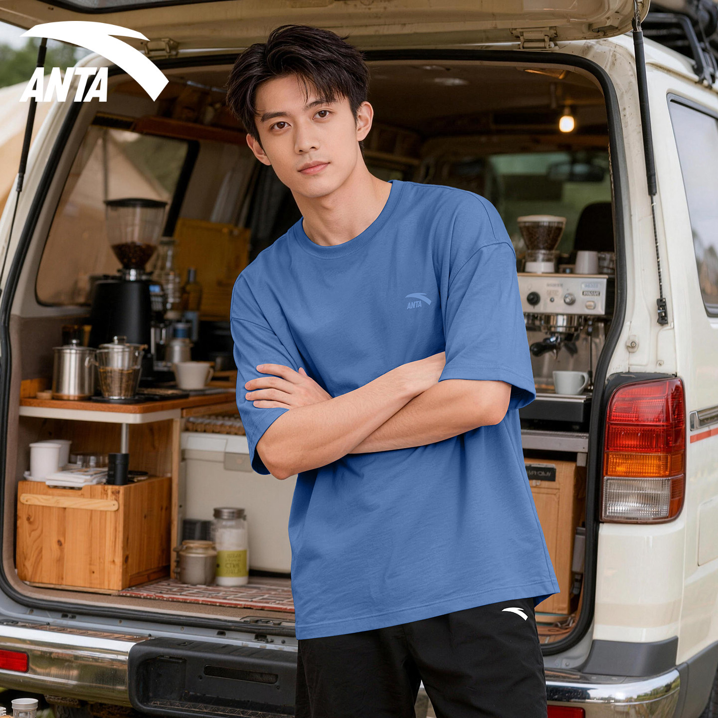 安踏短袖男士官方旗舰正品夏季新款纯色青少年宽松运动体恤棉t恤