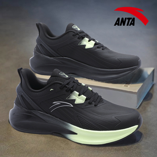 安踏男鞋跑步鞋黑色毒刺5秋冬2025新款皮面防泼水专业减震运动鞋