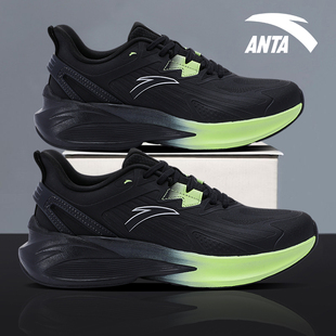 安踏男鞋跑步鞋黑色毒刺5秋冬2025新款皮面防泼水专业减震运动鞋