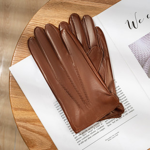 西班牙山羊皮真皮手套男士冬季复古机车防风开车骑行薄款羊毛纯皮