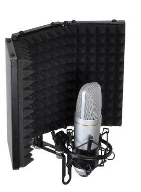 黑色电容话筒U形三门隔音屏 钢板独立录音话筒防风罩 桌面话筒架