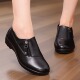妈妈鞋 子防滑软底 女奶奶鞋 中老年舒适不累脚秋冬真皮女鞋 老人皮鞋