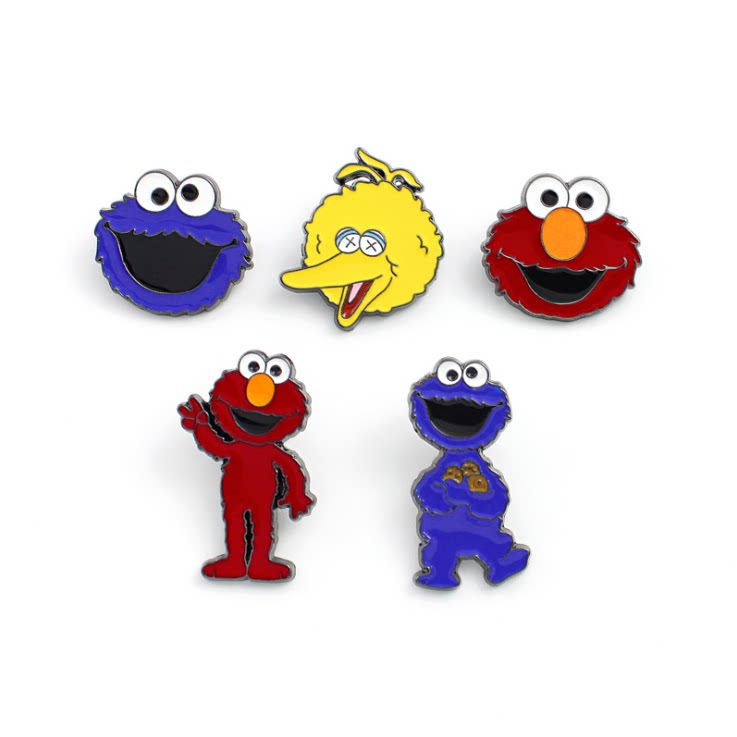 新款芝麻街 艾摩 甜饼怪 卡通 合金属 胸针 包包服饰徽章胸针
