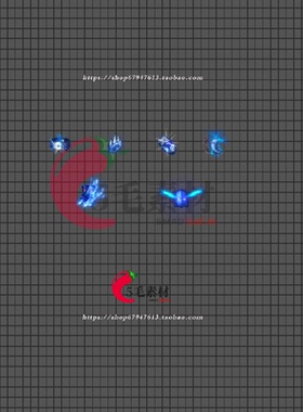 传奇素材 游戏六格首饰特效素材 蓝色头盔特效PNG序列 SH28