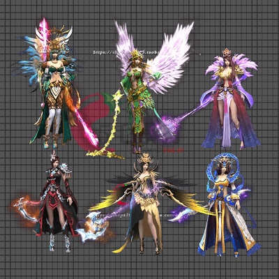 传奇特效素材 人物光柱素材 仙女战士动态NPC素材 PNG序列GH171