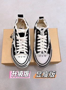 爆款乞丐鞋女士增高厚底板鞋2025超火帆布破烂男女百搭休闲情侣鞋