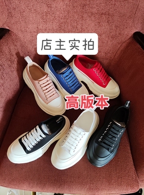 高版时尚低帮帆布鞋女厚底小个子增高显瘦女鞋轻软底休闲浅口情侣