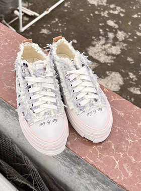 天鹅之泪爆款网红乞丐羽毛亮片帆布女士变色增高厚底休闲松糕板鞋