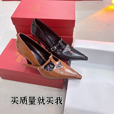 港风御姐千金细跟超高跟尖头小皮鞋单鞋女气质百搭黑色通勤玛丽珍