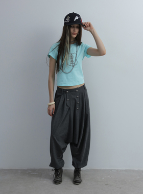 DoublePunch春夏原创正肩烫钻修身基础多色短款千禧风格短袖T恤