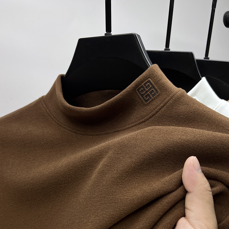 MAROLIO~出口北欧！男士秋冬保暖德绒半高领打底衫男秋衣长袖t恤