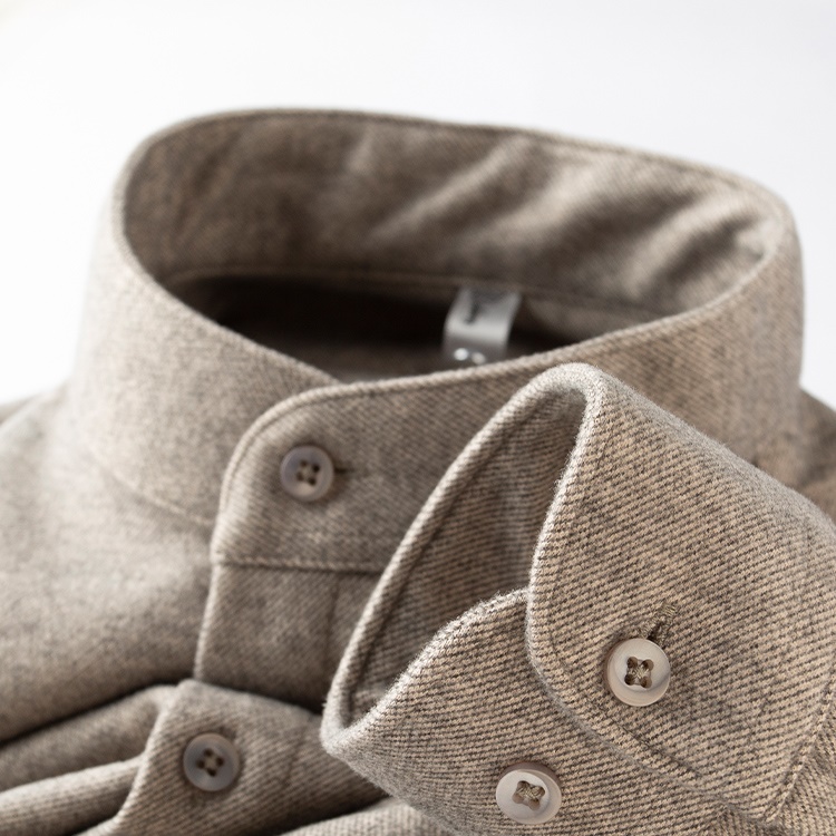 Mostarsea~高级感满满!立领磨毛呢衬衫男士修身冬季保暖加厚衬衣