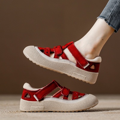 西班牙小众品牌ONGYSL外穿软底不累脚真皮凉鞋女款头层牛皮镂空