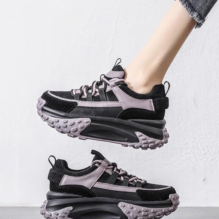 lulucozy秒变大长腿厚底真皮爆款老爹鞋女新款轻便增高阿甘鞋