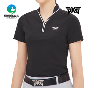 PXG高尔夫服装女士短袖T恤衫运动速干Y字领上衣golf时尚潮流正品